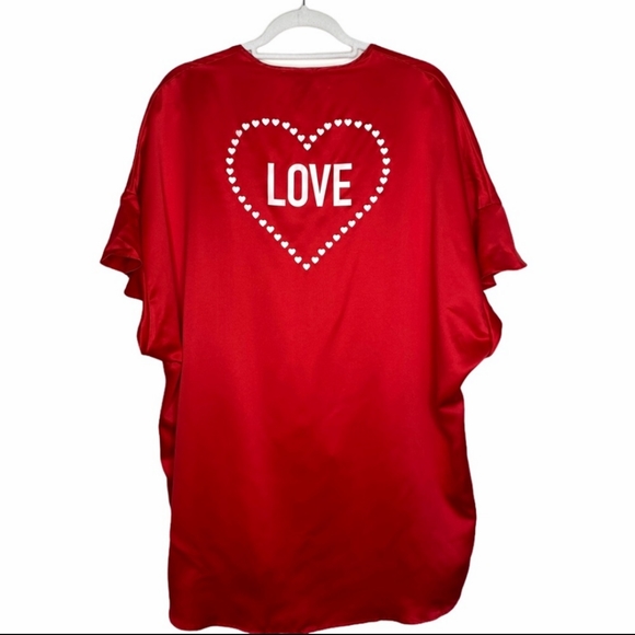 🥰 EUC Victoria's Secret Ladie's Red Satin Love Tie Front Kimono Robe, Like New - Picture 3 of 7